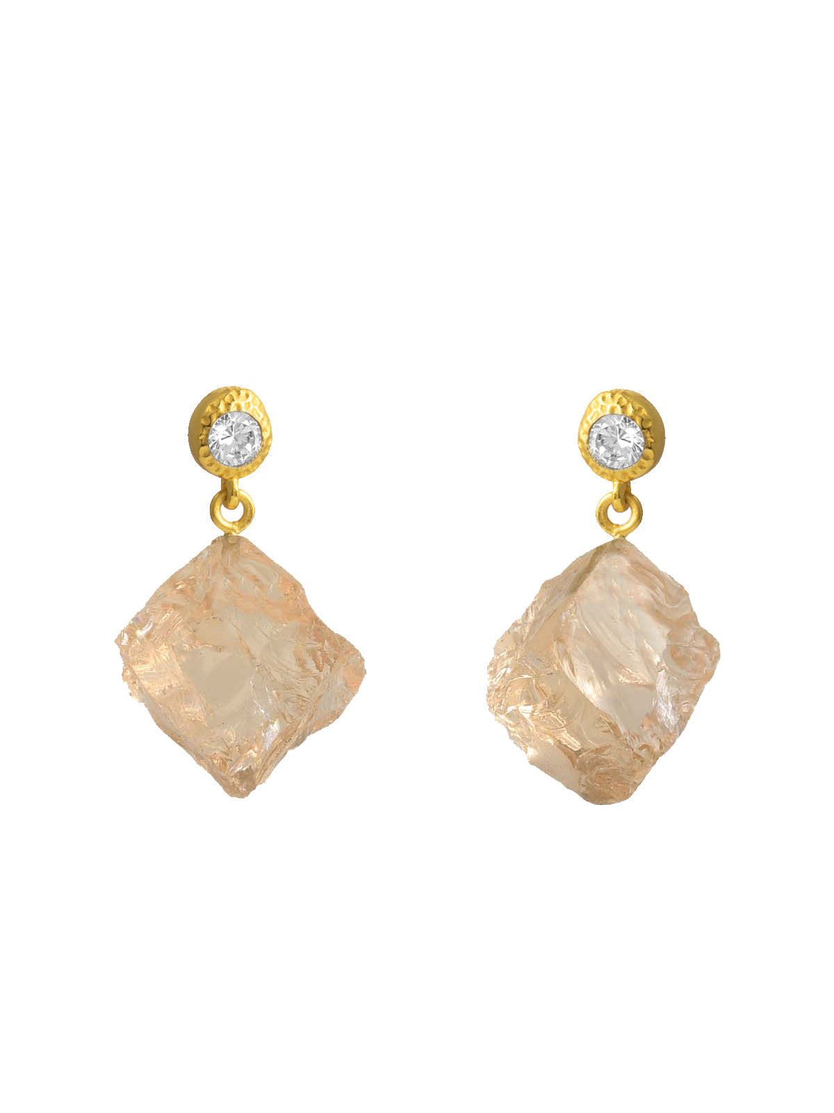 Athena Earrings Raw Crystal Smoky