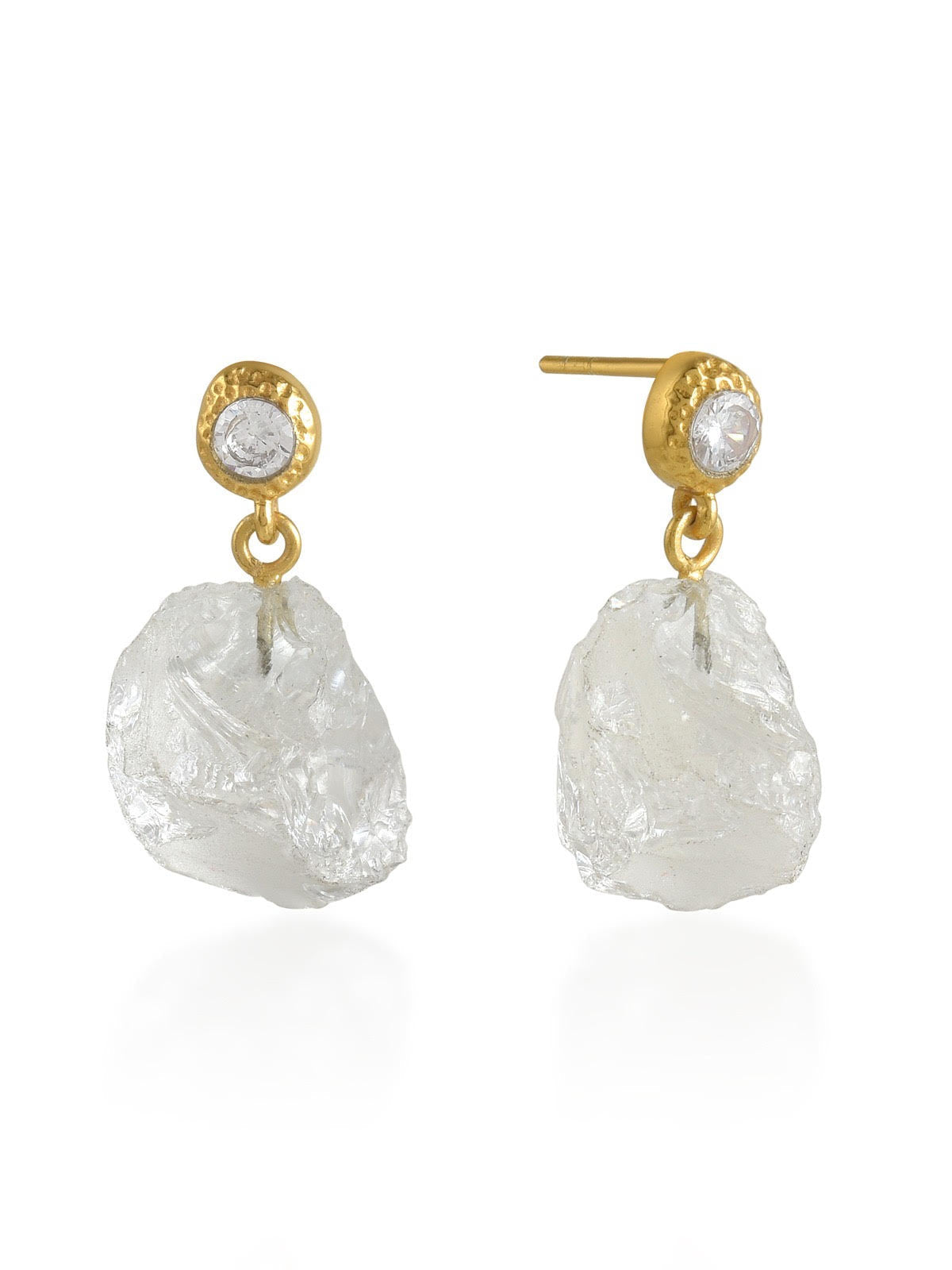 Athena Earrings Raw Crystal Smoky