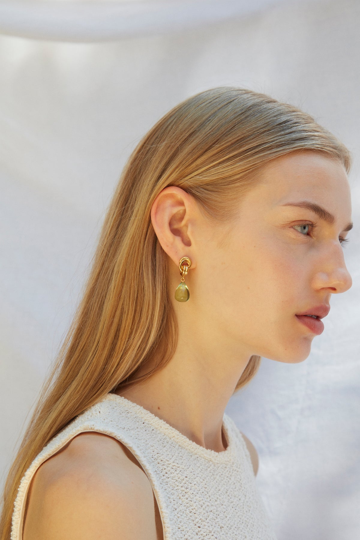Chunky Knot Earrings Soft Green