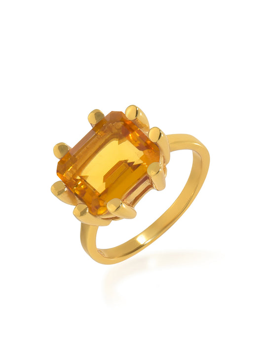 Square Claw Ring Citrine