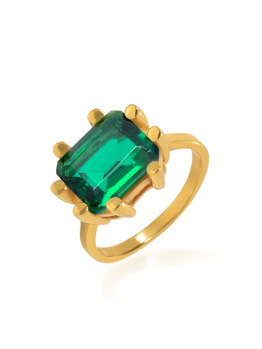 Square Claw Ring Emerald